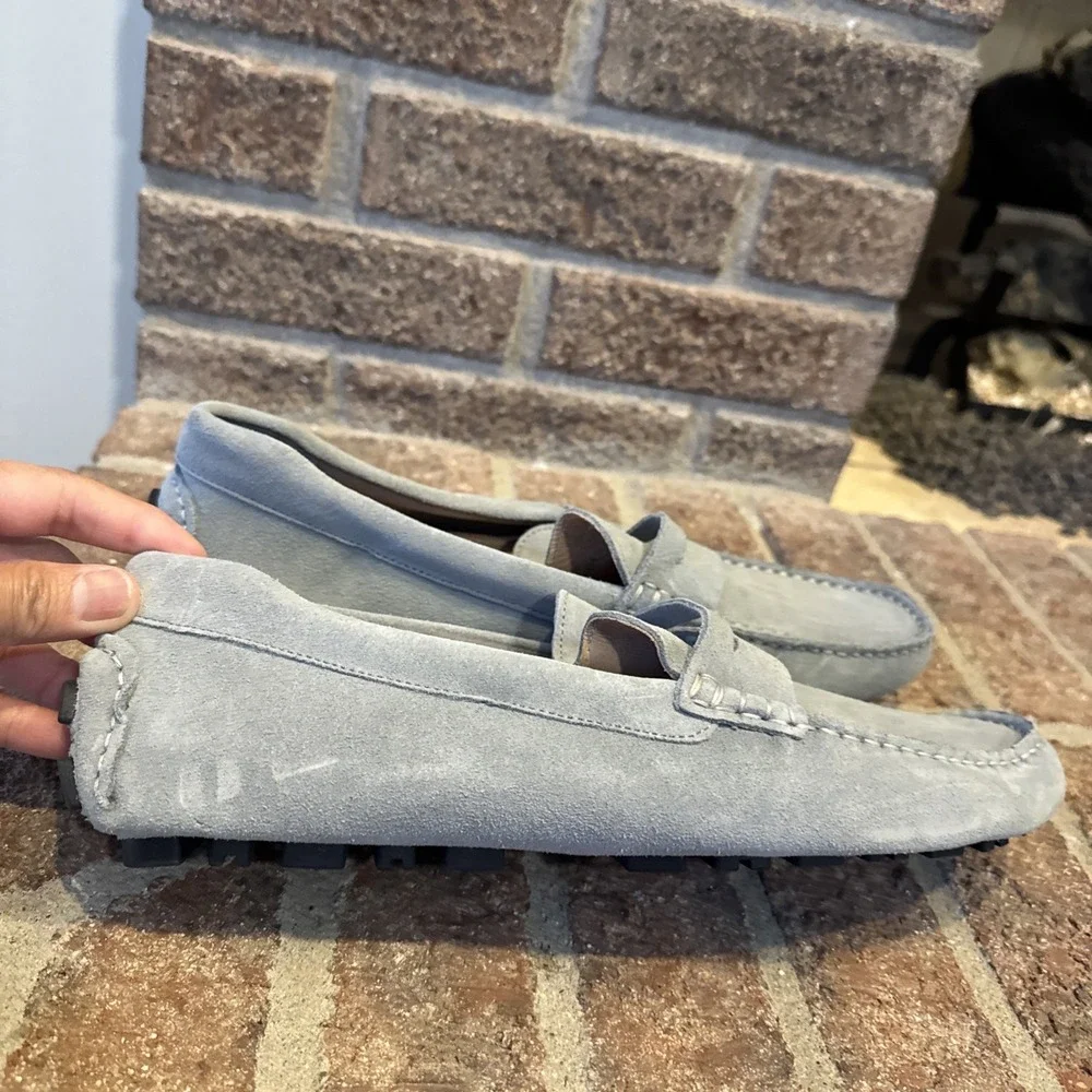 Nordstrom Men's Suede Driving Loafers Light Gray Moccasins Slip On Size 10M #481
